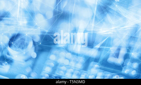 Global digital cyber attack points connections and lines, triangle shapes chaos Stock Photo