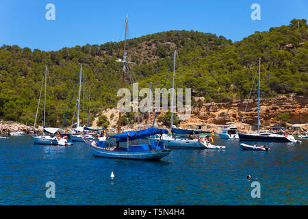 Cala Salada beach. Santa Agnés de Corona.  Ibiza. Balearic Islands. Spain. Stock Photo