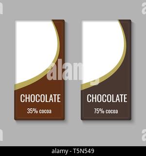 Realistic chocolate bar package template. Vector illustration Stock Vector