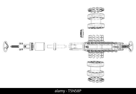 Blowout preventer. Vector rendering of 3d Stock Vector