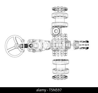 Blowout preventer. Vector rendering of 3d Stock Vector