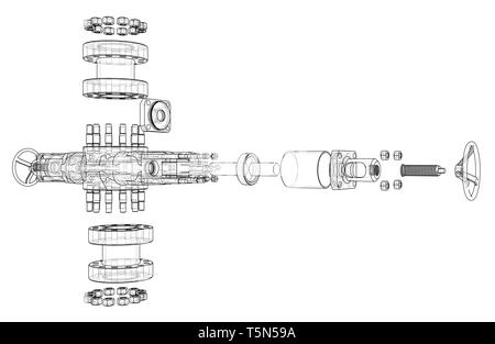 Blowout preventer. Vector rendering of 3d Stock Vector