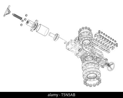 Blowout preventer. Vector rendering of 3d Stock Vector