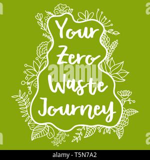 Zero Waste Concept. Hand drawn elements of zero waste life. Zero waste concept card. Stock Vector