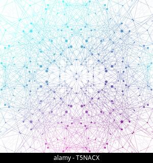Geometric abstract background with connected line and dots. Network and connection background for your presentation. Graphic polygonal background Stock Vector