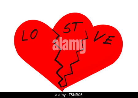 Lost Love - Broken heart, isolated on a white background Stock Photo
