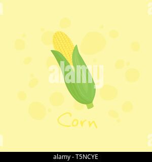 Corn Vegetable isolated on yellow background vector illustration Stock Vector