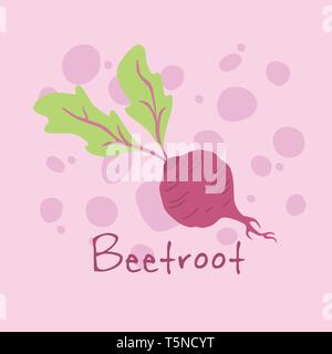 Vegetable Beetroot vector illustration isolated on purple background. Stock Vector