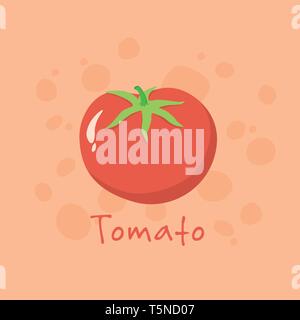 Tomato vegetable vector illustration isolated on red background. Stock Vector