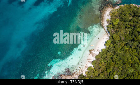 Aerial view of tropical beach. Summer holiday and vacation concept for tourism. Stock Photo