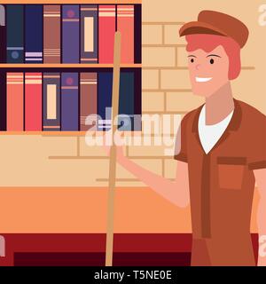 street sweeper man office labour day vector illustration Stock Vector