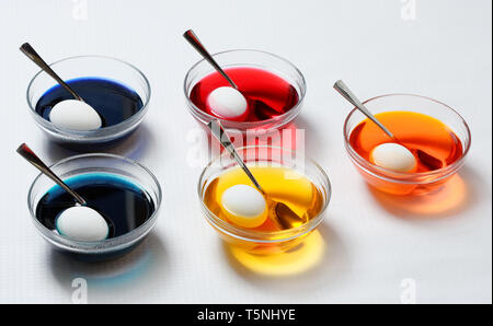 egg coloring as easter tradition Stock Photo
