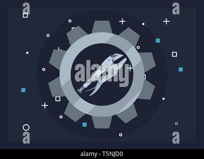 adjustable wrench inside gear vector illustration design Stock Vector
