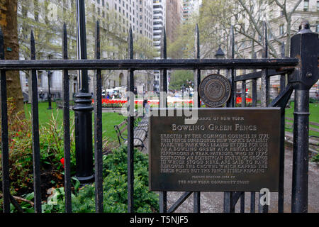 The Bowling Green Fence, oldest fence in New York City Stock Photo
