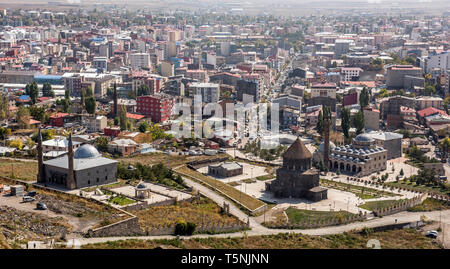 View of the city center from Kars castle. Kars is a city in northeast Turkey and the center of Kars Province. Stock Photo