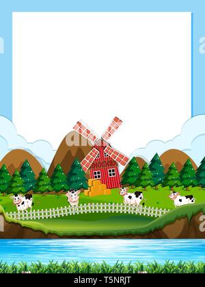 Border template with animals in the farm illustration Stock Vector ...