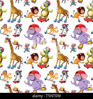 Seamless animal pattern concept illustration Stock Vector