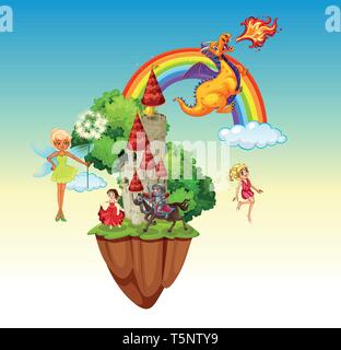 A Magical Fairy Land And Castle Illustration Stock Vector Image Art Alamy