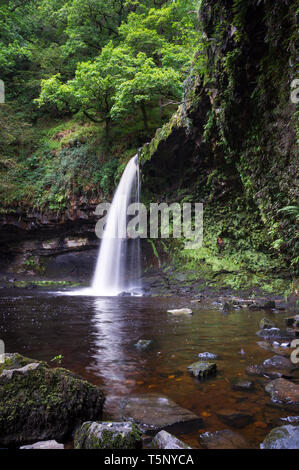 The legend of Gwladus, the princess whose name has been given to the falls. The Lady Falls, Sgwd Gwladus, Pontneddfechan, Wales, UK. 2017 Stock Photo