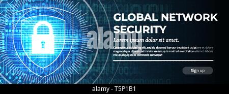Global Network Security. The Blue Modern Background. Vector. Stock Vector