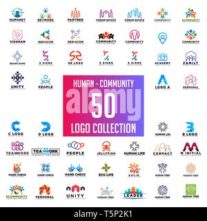 community people logo collection vector design, teamwork logo set download icon element bundle Stock Vector