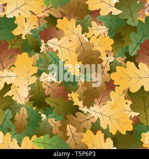 Autumn colorful Oak leafs texture - seamless pattern Stock Vector