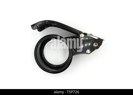 Old Handheld Tape Dispenser or OPP tape cutter isolated on white background High resolution image gallery. Stock Photo