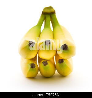 Perfect bananas with yellow and green color isolated on white background. Sports food and nutrition, healthcare and organic fair trade concept.