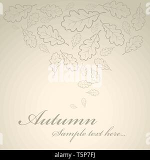 Vintage autumn background with oak leafs Stock Vector
