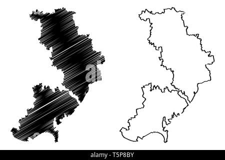 Odessa Oblast (Administrative divisions of Ukraine, Oblasts of Ukraine) map vector illustration, scribble sketch Odesa Oblast map Stock Vector