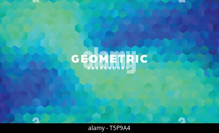 Hexagonal polygonal abstract background. Colorful triangle gradient design. Low poly hexagon shape banner. Vector illustration. Stock Vector