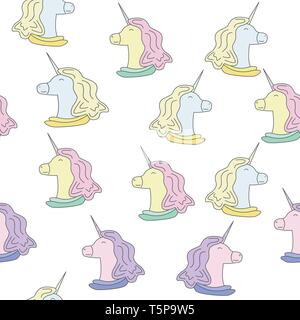 Seamless pattern with unicorns. Magic horse on the white background Stock Vector