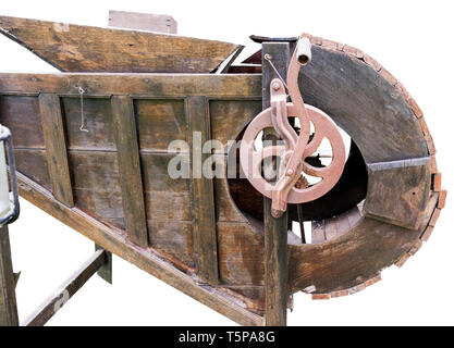 Equipment rice milling ancient wood using rotation Stock Photo