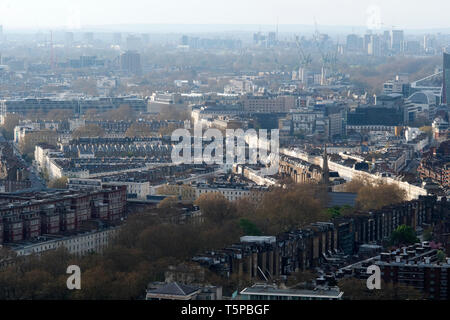 Aerial view of housing in south London, UK, on April 25, 2019. Stock Photo