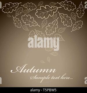 Vintage autumn background with oak leafs Stock Vector