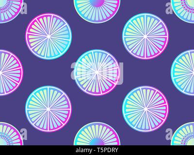 Seamless citrus with purple and pink gradient. Modern trend background. Vector illustration Stock Vector