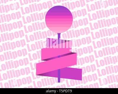 Lollipop. Striped lollipop with ribbon. Text on background. Vector illustration Stock Vector