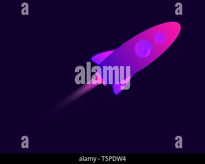 Spacecraft flight. Space rocket. Modern trend gradient. Vector illustration Stock Vector