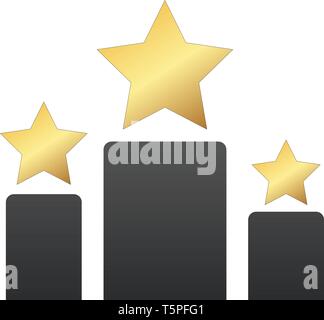 stars prize, stars on different size podium icon. gold, silver bronze. First, second and third place. Vector illustration isolated on white Stock Vector