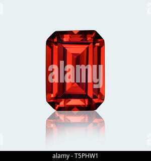Garnet, ruby, Emerald cut, Emerald cut gemstone, Emerald cut ruby, Emerald cut garnet Stock Photo