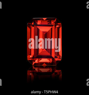 Garnet, ruby, Emerald cut, Emerald cut gemstone, Emerald cut ruby, Emerald cut garnet Stock Photo