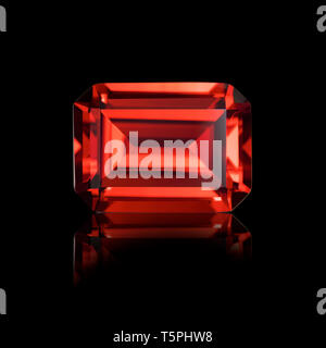 Garnet, ruby, Emerald cut, Emerald cut gemstone, Emerald cut ruby, Emerald cut garnet Stock Photo