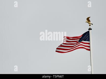 Henri Chapelle, Belgium. 23rd Apr, 2019. Henri-Chapelle American Cemetery and Memorial, Belgium, near city of Henri-Chapelle, 23. April 2019. Henri-Chapelle American Cemetery and Memorial is a Second World War American military war grave cemetery. It is one of three American war cemeteries in Bel | usage worldwide Credit: dpa/Alamy Live News Stock Photo