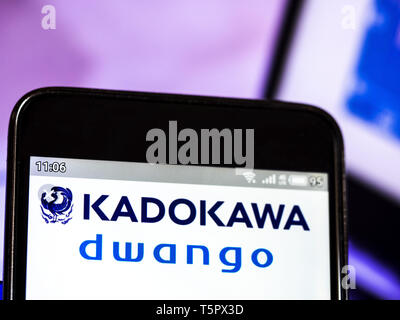 Ukraine. 26th Apr, 2019. In this photo illustration a Kadokawa Dwango Corporation logo seen displayed on a smartphone. Credit: Igor Golovniov/SOPA Images/ZUMA Wire/Alamy Live News Stock Photo