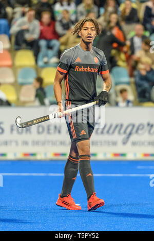 MOENCHENGLADBACH, 26-04-2019, Hockey Pro League 2019 Men. Venue: Hockeypark. Marlon Landbrug during the game Germany vs Netherlands. Stock Photo