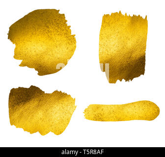 Gold detailed textured paint stokes isolated on white background Stock Photo