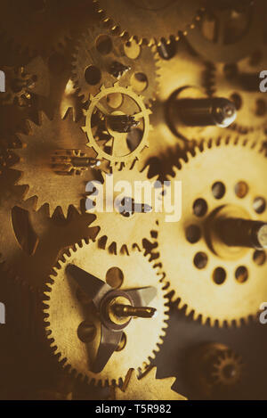 Vintage gears and cogs macro retro color stylized Stock Photo