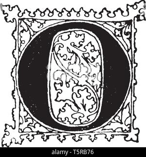 A letter O in Gothic uncial, vintage line drawing or engraving illustration Stock Vector