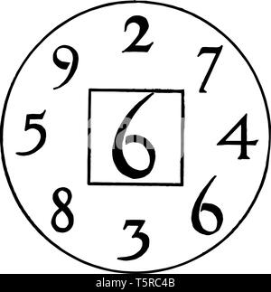 This table wheel is used to practice six tables. The teacher will quickly indicate the surrounding number and students will enter. It can be done for Stock Vector
