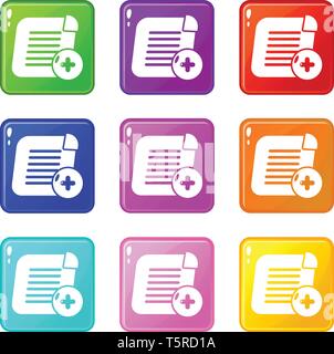 Add new icons set 9 color collection Stock Vector